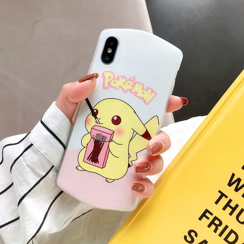 Для iPhone 7 8 plus X 10 Pikachue TPU мобильный телефон чехол для 6 6S XR XS MAX мягкий IMD силиконовый