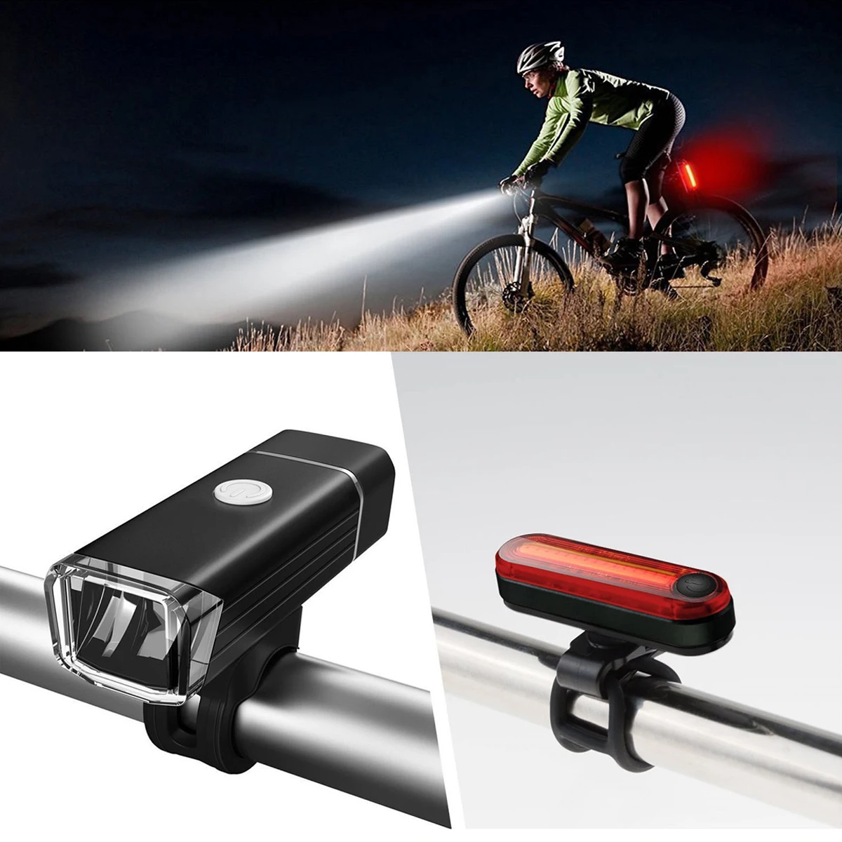 

Bicycle Headlight Cycling LED Taillight USB Rechargeable Waterproof MTB Road Bike Tail Lights Back Lamp Bicycle Accessories