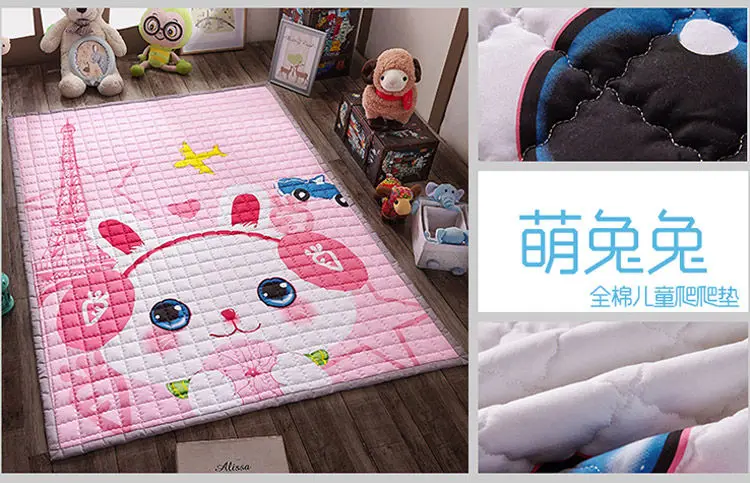 Хлопковый детский игровой коврик, детский коврик для ползания, 150*200 см, детский игровой ковер, детский коврик для гостиной, толстый пол, детский коврик для ползания, 1 шт
