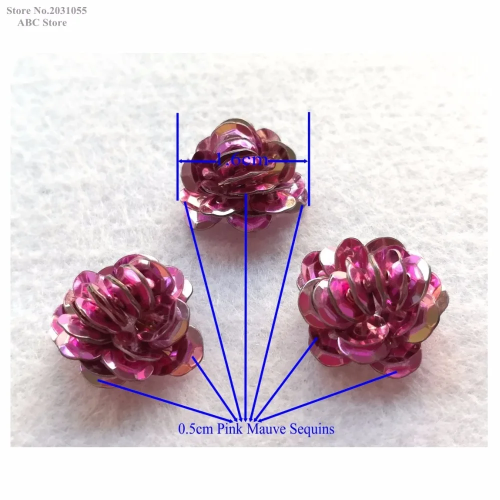 Новый 3D Розовый Mauve Блестящий Мягкий расшитый бисером цветок аппликации шитье