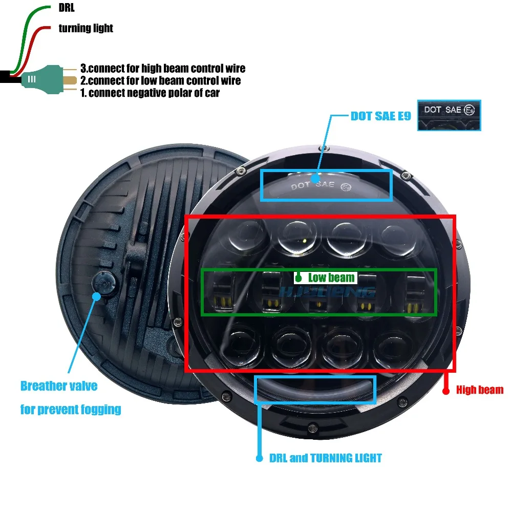 105 Вт 2 шт. Лидер продаж 7 дюймов круглый Авто светодиойдный налобный светильник