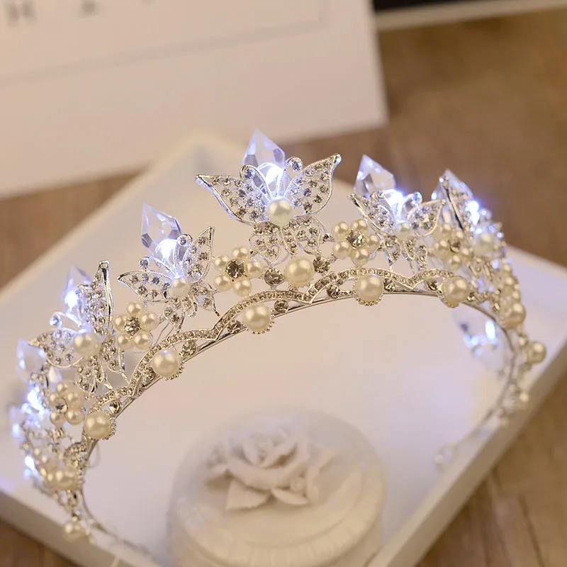Свадебная тиара в виде бабочки свадебная светящаяся корона для девушек