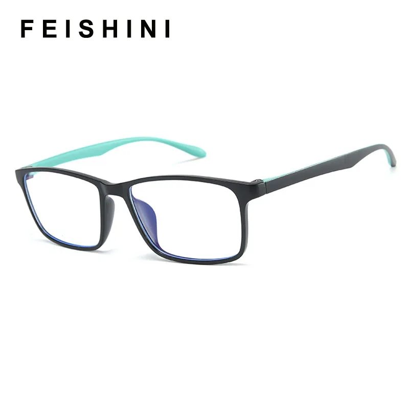 Feishini Computer Glasses Men Rays Radiation Gamin Eyewear Plastic Titanium Frames Unisex Anti Blue Light Glasses Women Optical