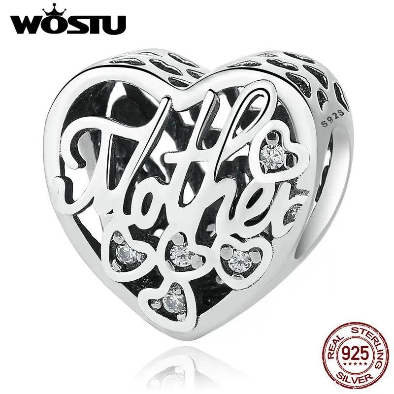 Браслет WOSTU C395 из 100% стерлингового серебра 925 пробы для мамы и сердца|charm making|charm