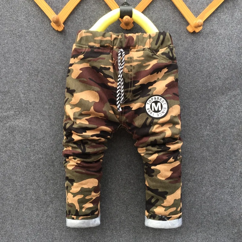 Детские зимний камуфляж теплые хлопковые брюки для мальчиков и девочек