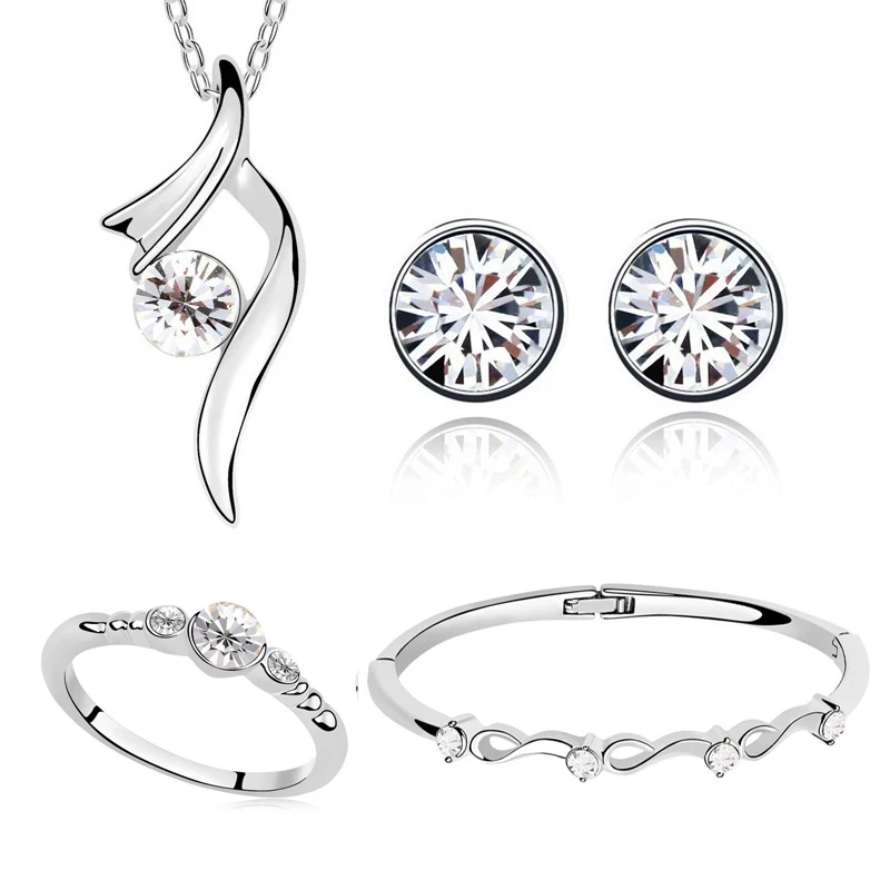 

austrian crystaltarhine fashion Jewelry sets AAAAA+ rhinestones women Pendant Necklaces earrings bracelet ring wedding gifts