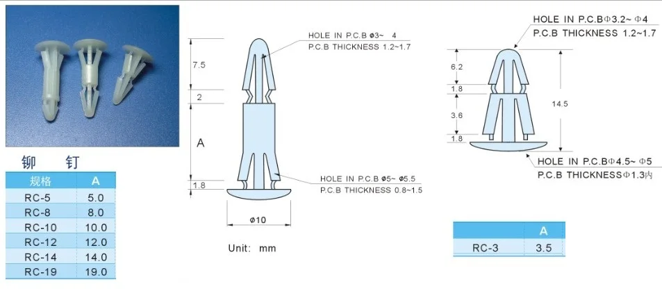 Фиксированная заклепка из нейлона и пластика 100 шт.|Мойки| |