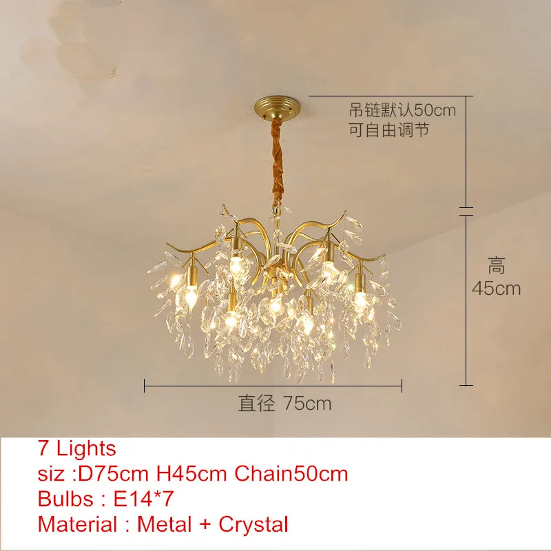 7 lights Роскошная хрустальная Подвесная лампа Goold, светодиодные люстры для гостиной, подвесная Подвесная лампа для кухни, осветительная арматура, лампа на ветке дерева - Цвет корпуса: 7 lights
