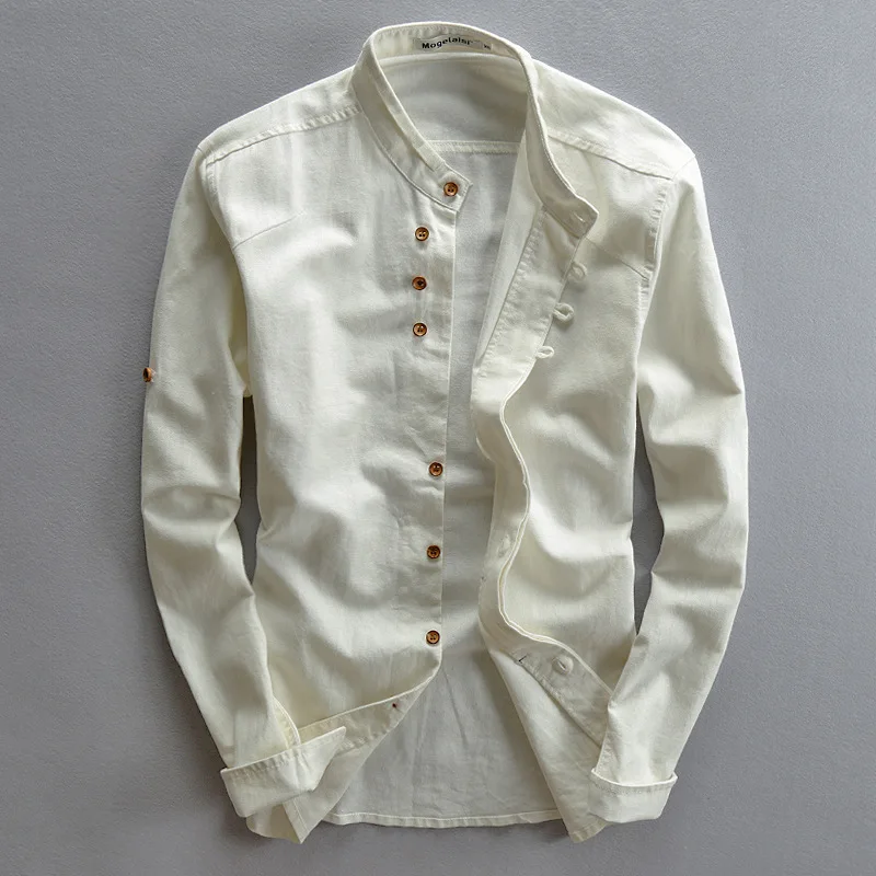 

Рубашка ICPANS мужская с длинным рукавом, льняная и хлопковая блуза, винтажная Модная в китайском стиле, осень-весна-лето