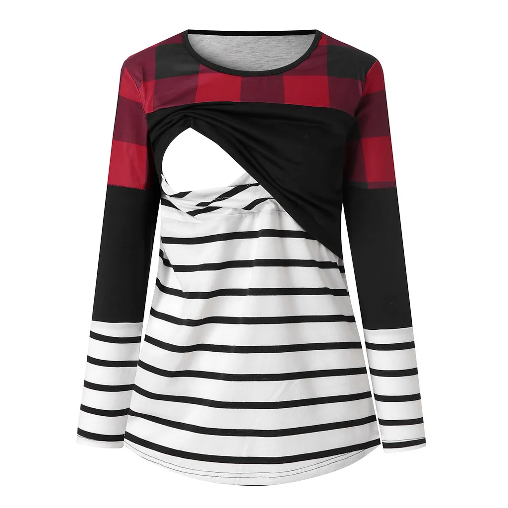 Новинка года; женская рубашка ropa de mujer; Одежда для беременных мам; Одежда для кормящих детей; футболки в полоску с длинными рукавами для беременных; jurk - Цвет: Многоцветный