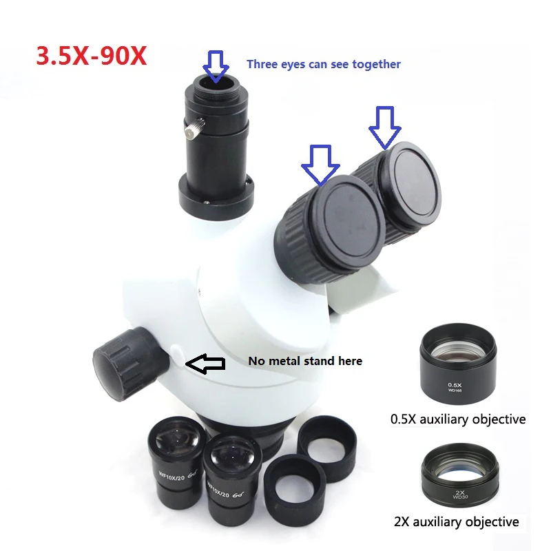 Simul-Focal three-dimensional stereo microscope 7-45X/3.5-90X+ 2K 21MP HDMI USB digital camera + 56 Led ring light | Инструменты