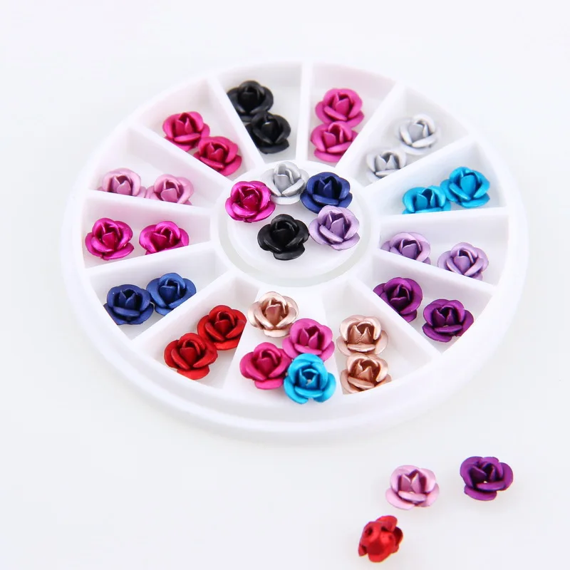 Декоративное колесо для дизайна ногтей 12 цветов 24 шт./компл.|metal 3d|beautiful rose flowerbeautiful