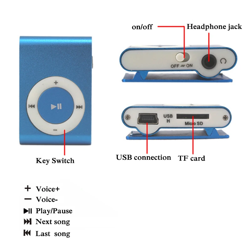 100 шт портативный mp3-плеер мини клип MP3-плеер Водонепроницаемый Спорт MP3 плейер Волкман lettore MP3