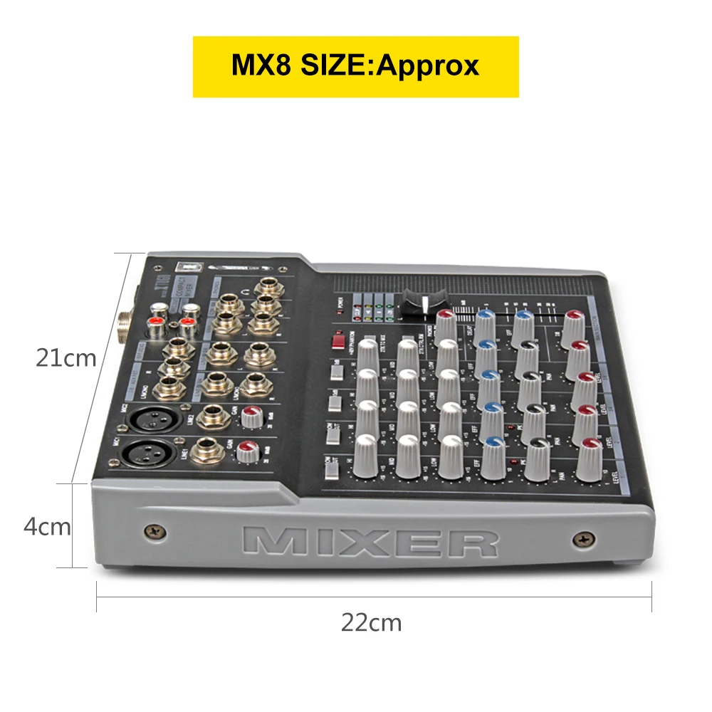 XTUGA MX8 8 Каналы 3-полосный аудио музыкальный микшер микшерный пульт с USB XLR линии Вход 48В Мощность для Запись для ди-Джея свет для сцены парти