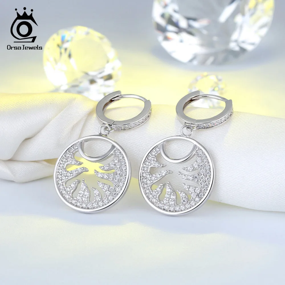 ORSA JEWELS, настоящие висячие серьги из серебра 925 пробы для женщин, полые резные серьги в форме Ловца снов, SE127