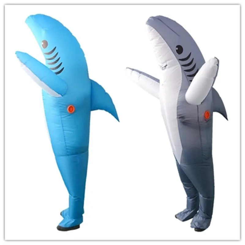 

Inflatable Shark Cosplay Costumes Shark Mascot Costume Fancy Dress Suits for Adult Animal large blue and grey Halloween party