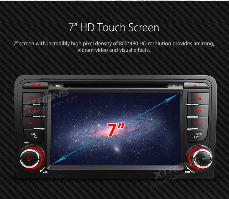 XTRONS 7 дюймов Автомобильный dvd-плеер с двумя цифровыми входами gps навигации ради, сan-шина поддержкой USB, SD карт памяти, для Audi A3 8 P/A3 8P1 3-дверей/S3 8 P/RS3 Sportback