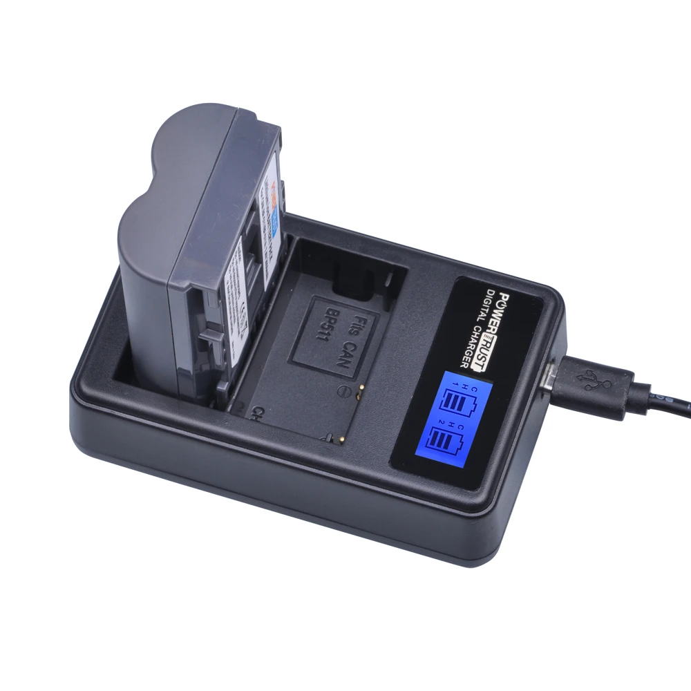2 шт. 2650 мА/ч, BP-511 BP 511 BP511 BP511A Батарея+ ЖК-дисплей USB Dual Зарядное устройство для цифровой однообъективной зеркальной камеры Canon EOS 40D 300D 5D 20D 30D 50D