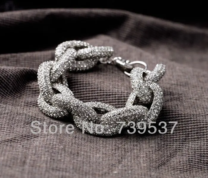 Новый дизайн крутой Большой браслет ручной работы со сверкающим стеклом русский