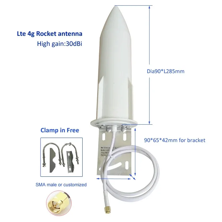 Открытый GSM 3g Omni 30dBi Wifi вихревая антенна Lte 4g ракета антенна 1 м SMA разъем/N разъем 1 шт