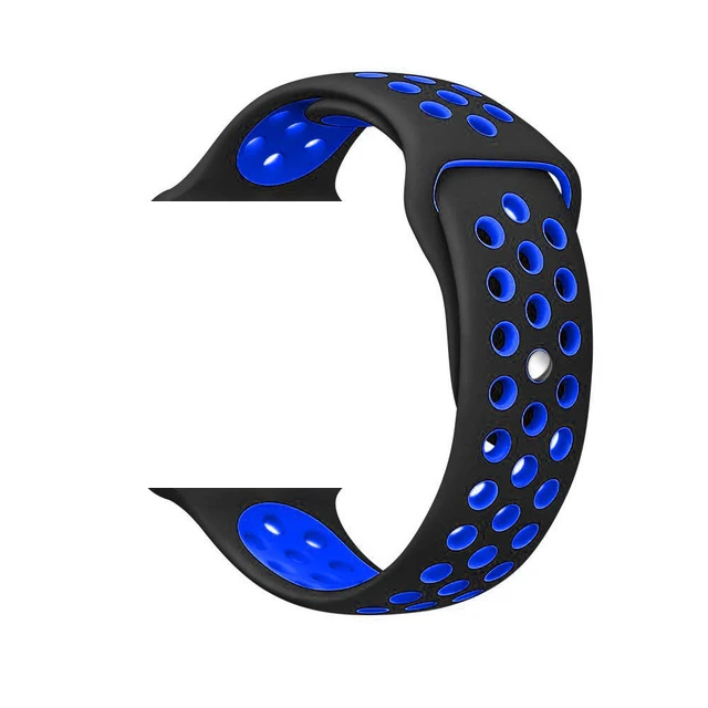 Black Blue Smochm резиновые NK спортивные силиконовые умные часы ремешок Замена для Apple Watch 44 мм 42 мм/40 мм/38 мм серии 4 3 2 1 IWO часы - Цвет: Black Blue