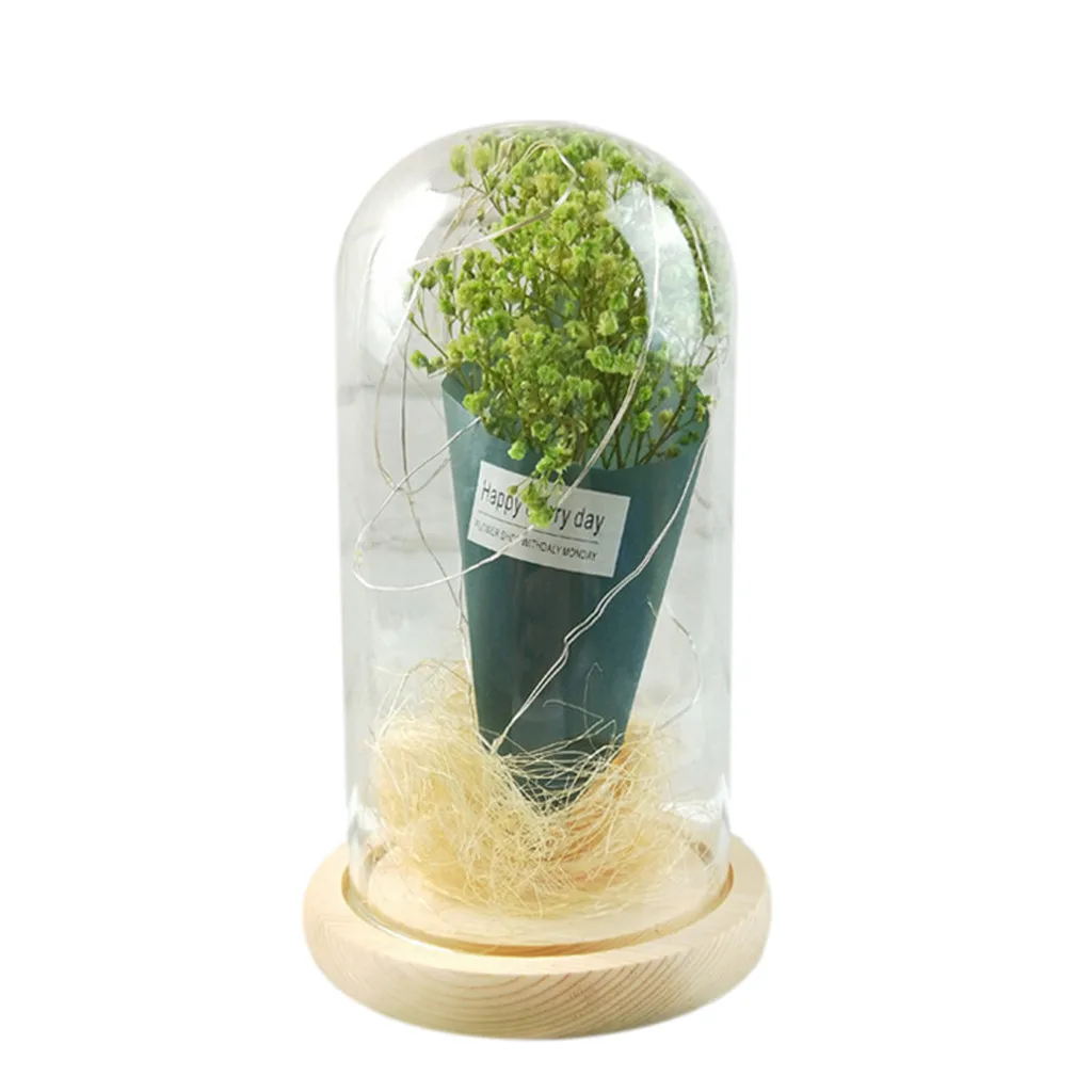 Вечный Романтический Gypsophila бутылка Украшение Моделирование осветить цветочный купол стеклянный микро пейзаж свадебный подарок на праздник - Цвет: Зеленый
