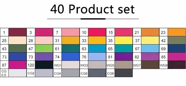 40 product set TOUCHNEW 30/40/60/80 Цвета маркер для рисования на спиртовой основе Маркеры Набор ручек для рисования манга двойной головой художественный эскиз маркер ручки для дизайна - Цвет: 40 product set