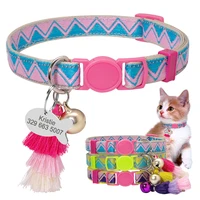 personalized cat collar custom safety kitten puppy collars with bell cute pet cats necklace accessories collares para gatos