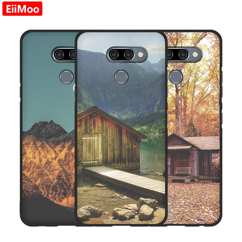 Мягкий ТПУ чехол EiiMoo для телефона LG K50 модный силиконовый черный с рисунком K 50 LGK50