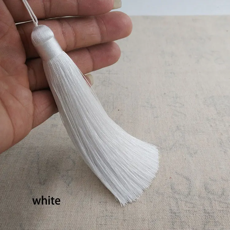 white 12 шт./лот, 12 см, кисточки с подвесным кольцом, шелковые кисточки для шитья, декоративные кисточки для штор, украшения дома - Цвет: white