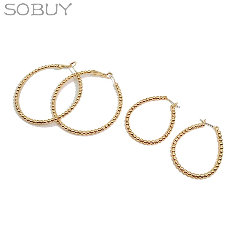 Большой круглый серьги преувеличены сплава цвет золотистый модное женское