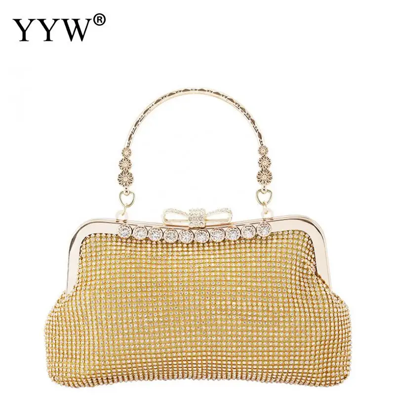 

Rhinestone Unique Gold Crystal Evening Bag Clutch Purse Party Bridal Prom Diamonds Wedding Handbags Lady Bags Women'S Handbag