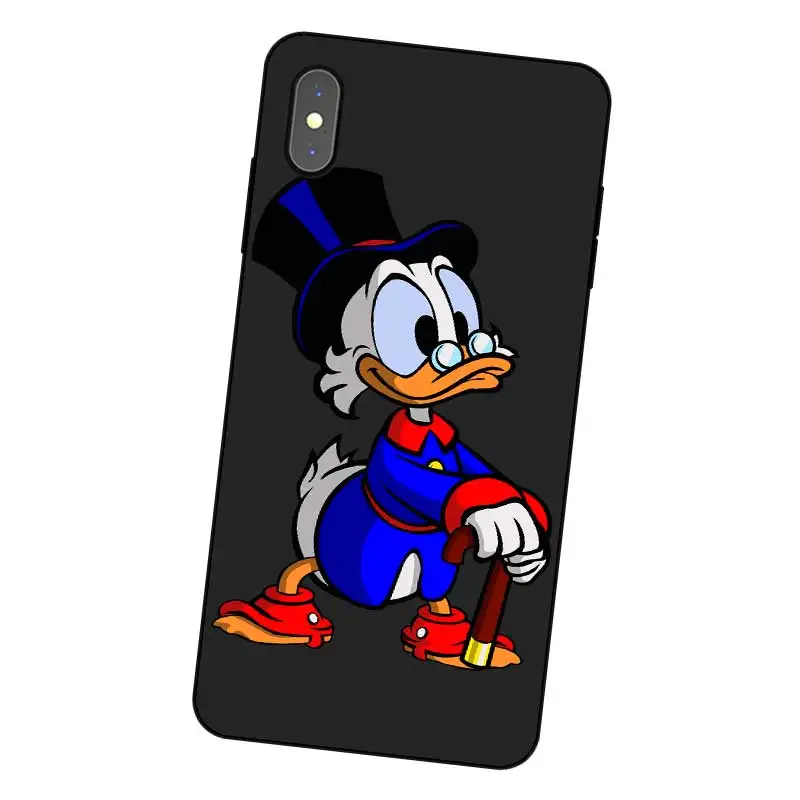 P043 Donald Duck Black Silicone Case Cover For Apple iPhone 11 Pro XR XS Max X 8 7 6 6S Plus 5 5S SE |