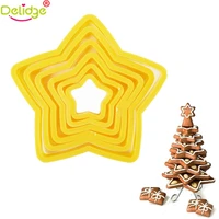 delidge 6 pcsset pentagram cookie cutter plastic star shape biscuits cutter birthday diy dessert baking mold