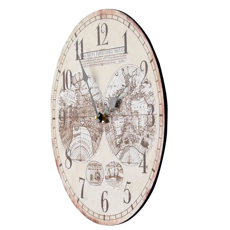 Европейская мода настенные Висячие часы глобус Карта ностальгия твердой