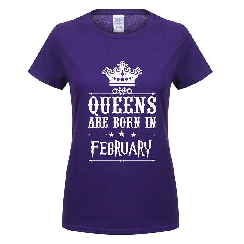 Omnitee Queens рождаются в феврале футболки Женская одежда из хлопка платье с коротким