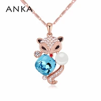 anka sale rose gold color fox crystal pendant necklace valentines day gift main stone crystals from austria 115560