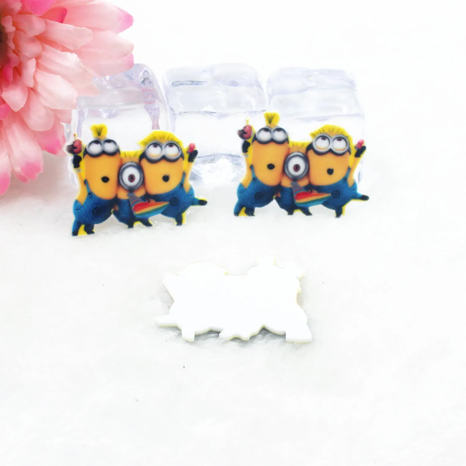 Kawaii Мультфильм плоское заднее украшение из смолы Гадкий я фигурка Миньоны дома