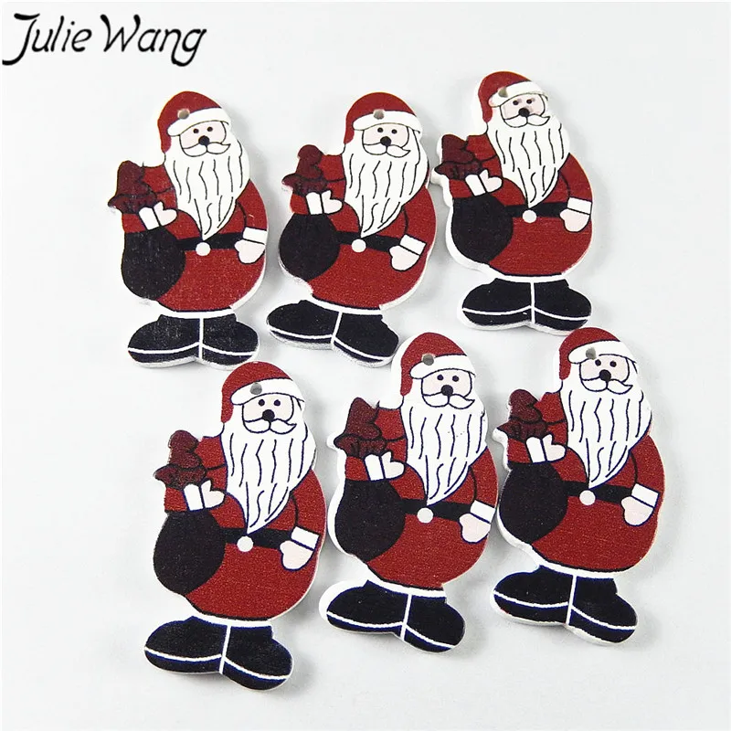 Julie Wang 20 шт./упак. красный + черный белый дерево с одним отверстием Санта Клаус