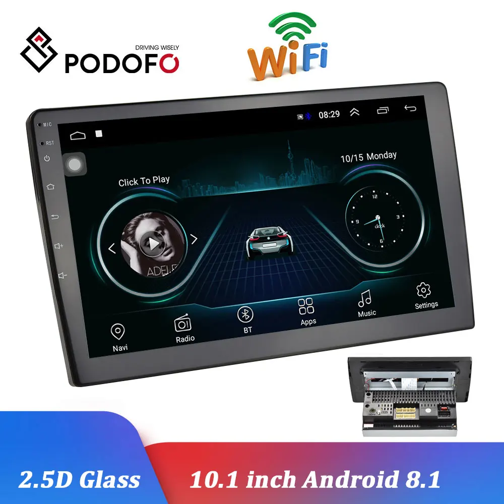 Podofo 10 1 ''Android 8 Автомобильный мультимедийный видео плеер 2 Din GPS автомобильный