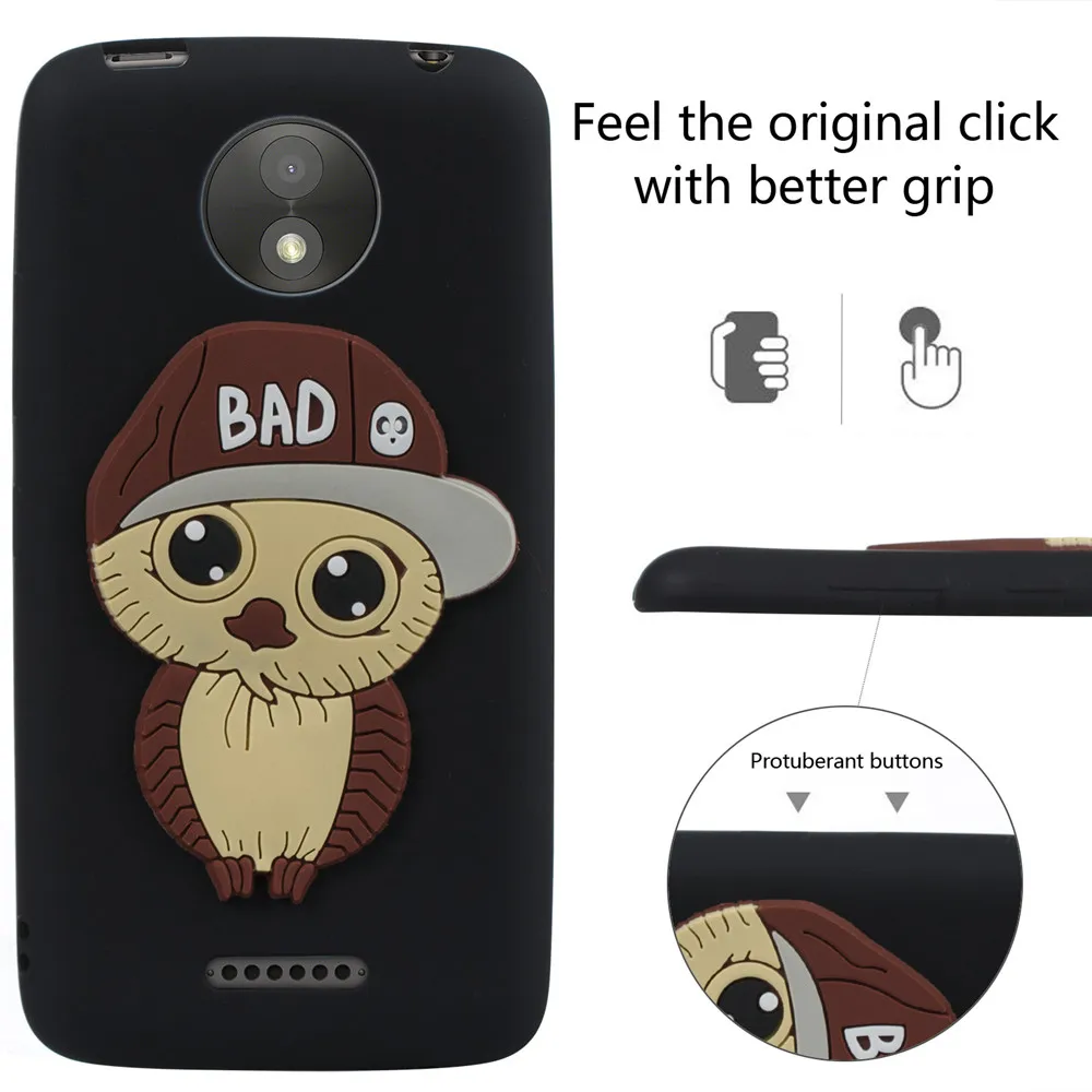 Lovely Cute Owl Cartoon TPU Case For Motorola Moto C Plus Back Cover Soft Black Silicone 360 Full Protective Coque |
