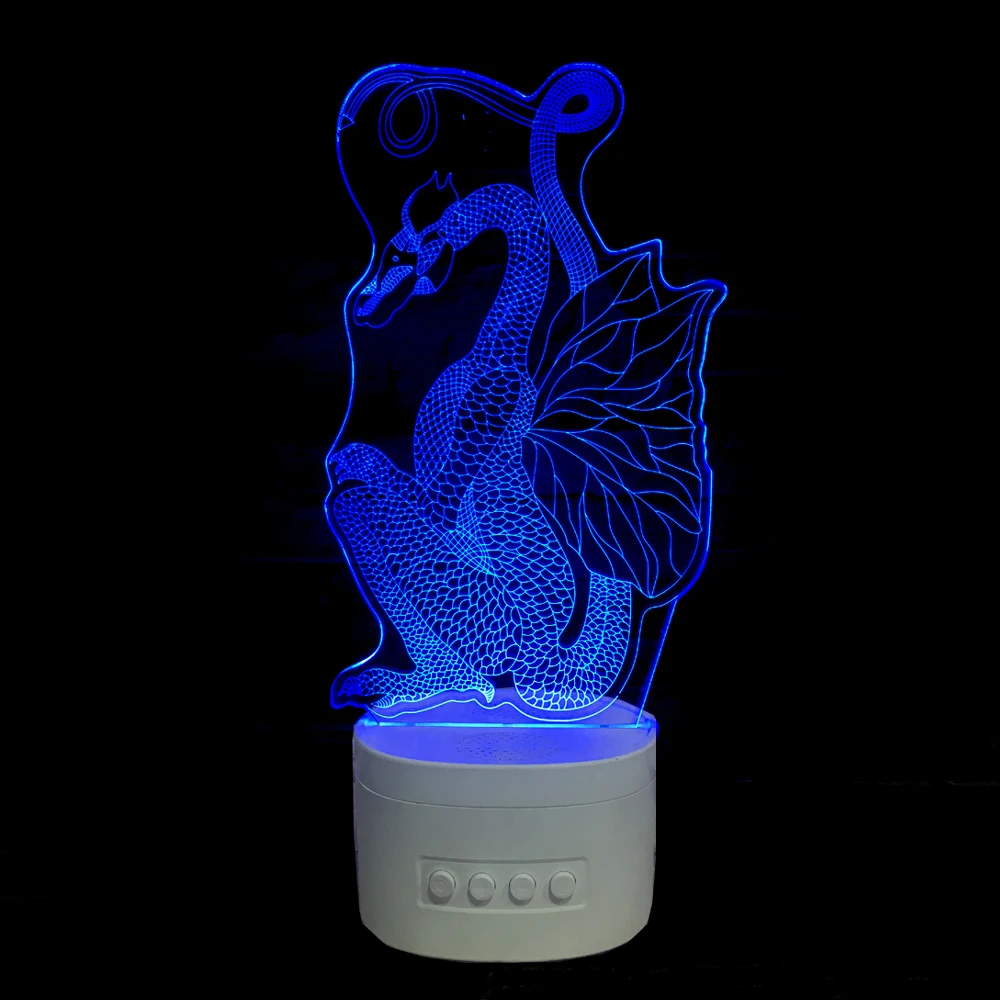 Ночник 3D с Bluetooth динамиком музыкой в форме гиппокампа настольная лампа животного