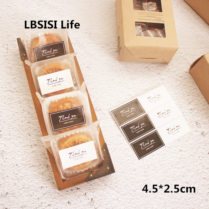 LBSISI Life, 108 шт, спасибо, домашняя печать, бумажные наклейки для конфет, печенья, упаковка, сумка, коробка, домашние украшения для выпечки «сделай сам»