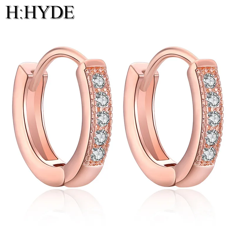 H: HYDE оптовые продажи, золотой цвет, белый Фианит, циркон, высокое качество, серьги-кольца для женщин и детей, рождественские подарки
