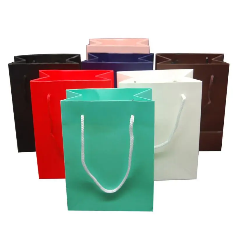 

10 шт./лот Высококачественная однотонная бумажная ручная сумка для торговых центров, сумка-тоут, Детская сумка для рождественских подарков