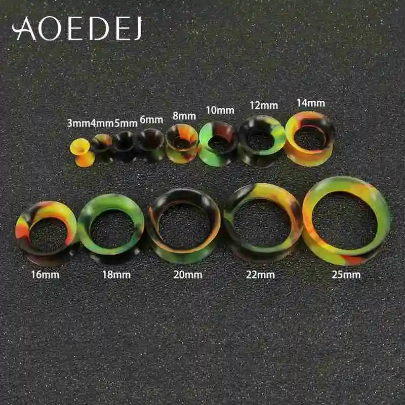 AOEDEJ 2pcs/lot Silicone Ear Stretchers Plugs and Tunnels 3-25mm Double Flare Plug Piercing Dilataciones oreja | Украшения и