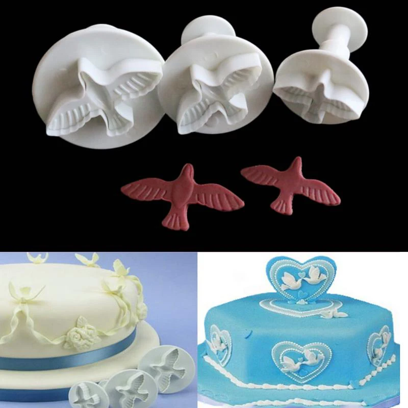 3 шт./компл. украшения торта формочка 2019 голубь Fondant (сахарная) 3D пресс форма для