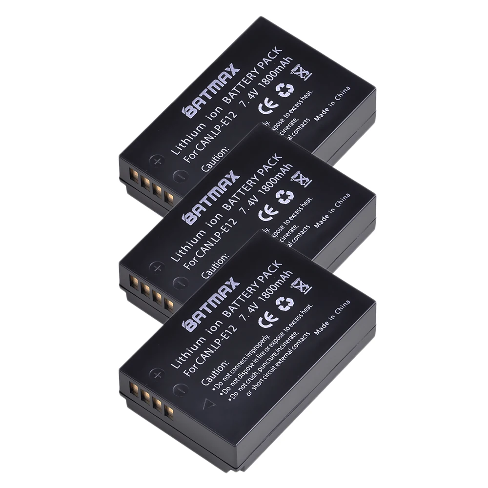 7,4 v 1800mAh LP-E12 LPE12 LP E12 аккумуляторные батареи для камеры(3 шт) для Canon EOS M M2 100D EOSM EOSM2 EOS100D