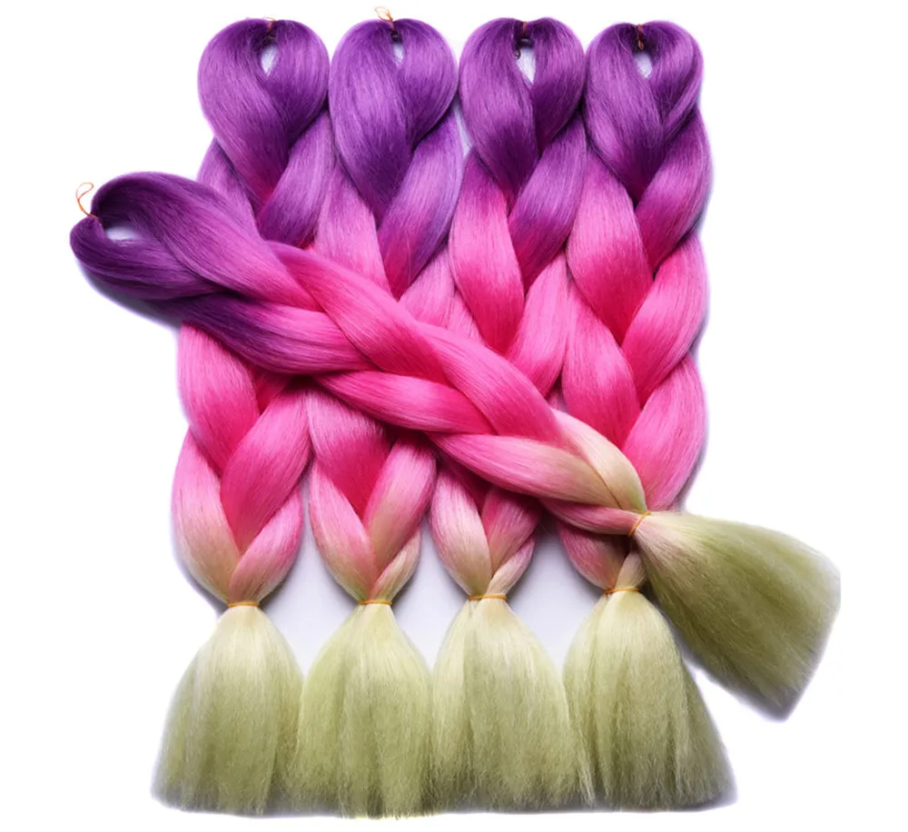 Sallyhair Омбре плетение волос для наращивания 2 тона цвет 1 упаковка 24 дюйма Высокая температура Большие синтетические косы объемные волосы черный