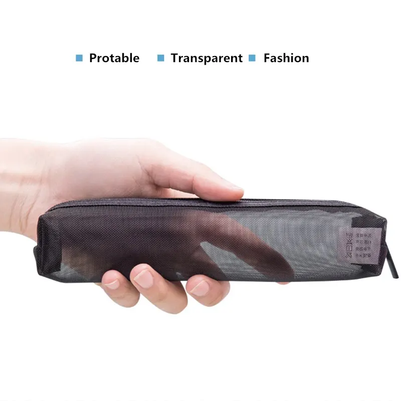 Прозрачный сетчатый пенал на молнии Deli школьные канцелярские принадлежности